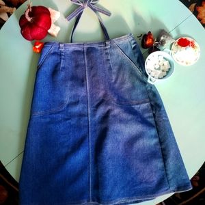Vintage 70's Jean Skirt with Large Pockets in Beautiful Condition